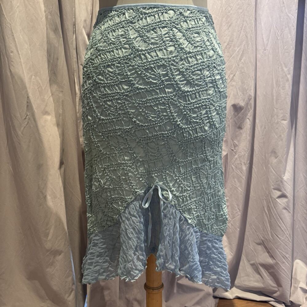 Embroidered Silk Stretch Pucker silk ruffle skirt O/S